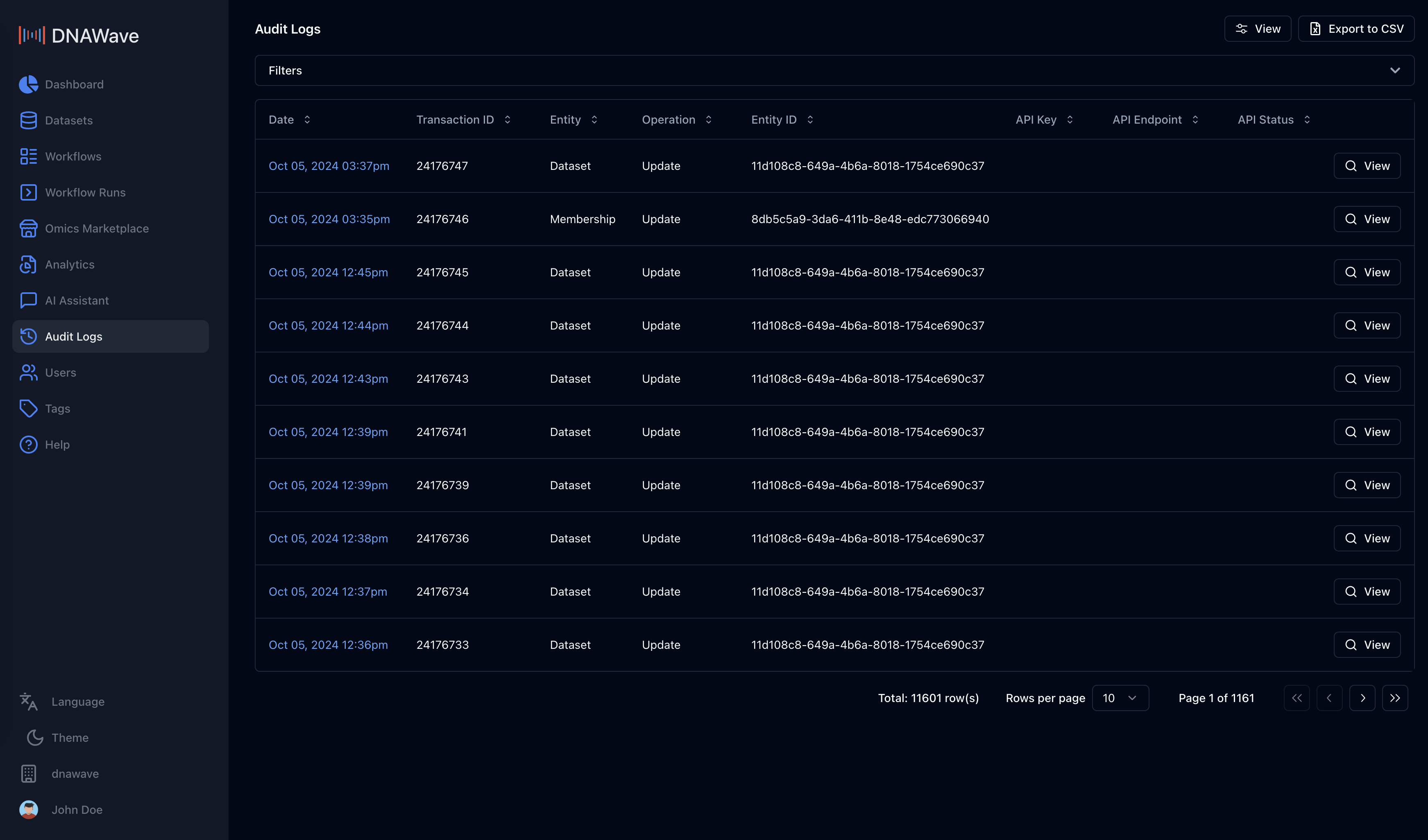 DNAWave System Logs